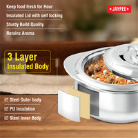 Jaypee Steelux Steel Insulated Casserole - 1500 ml