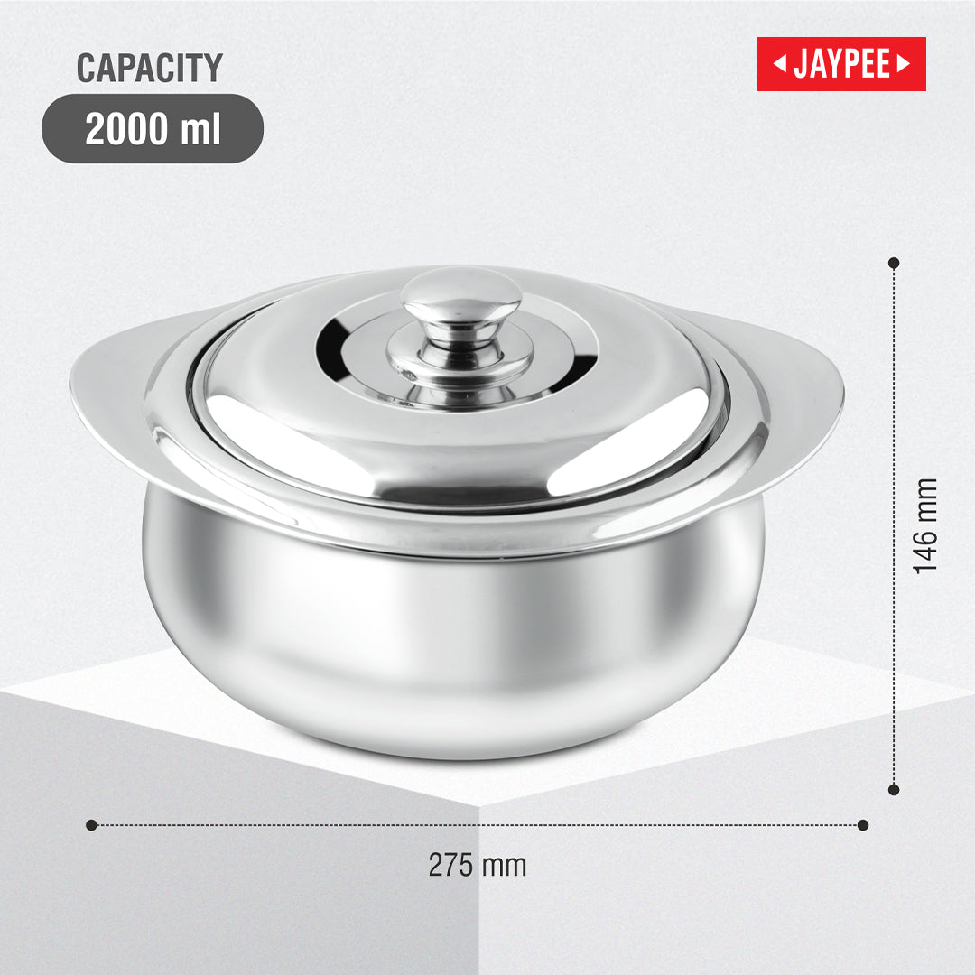 Jaypee Steelux Steel Insulated Casserole - 2000 ml