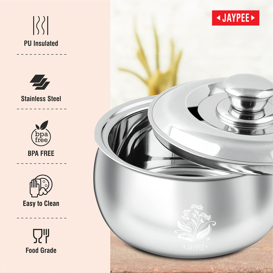 Jaypee Steelia Steel Insulated Casserole - 2000 ml