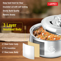 Jaypee Steelia Steel Insulated Casserole - 2000 ml