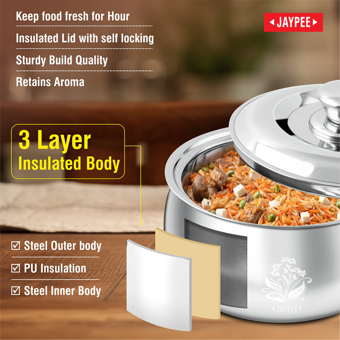 Jaypee Steelia Steel Insulated Casserole - 3000 ml