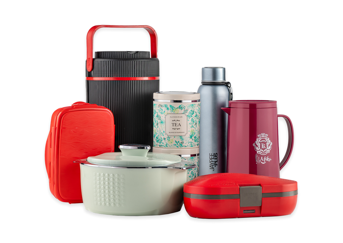 Jaypee range of casseroles, lunch boxes, flasks and bottles