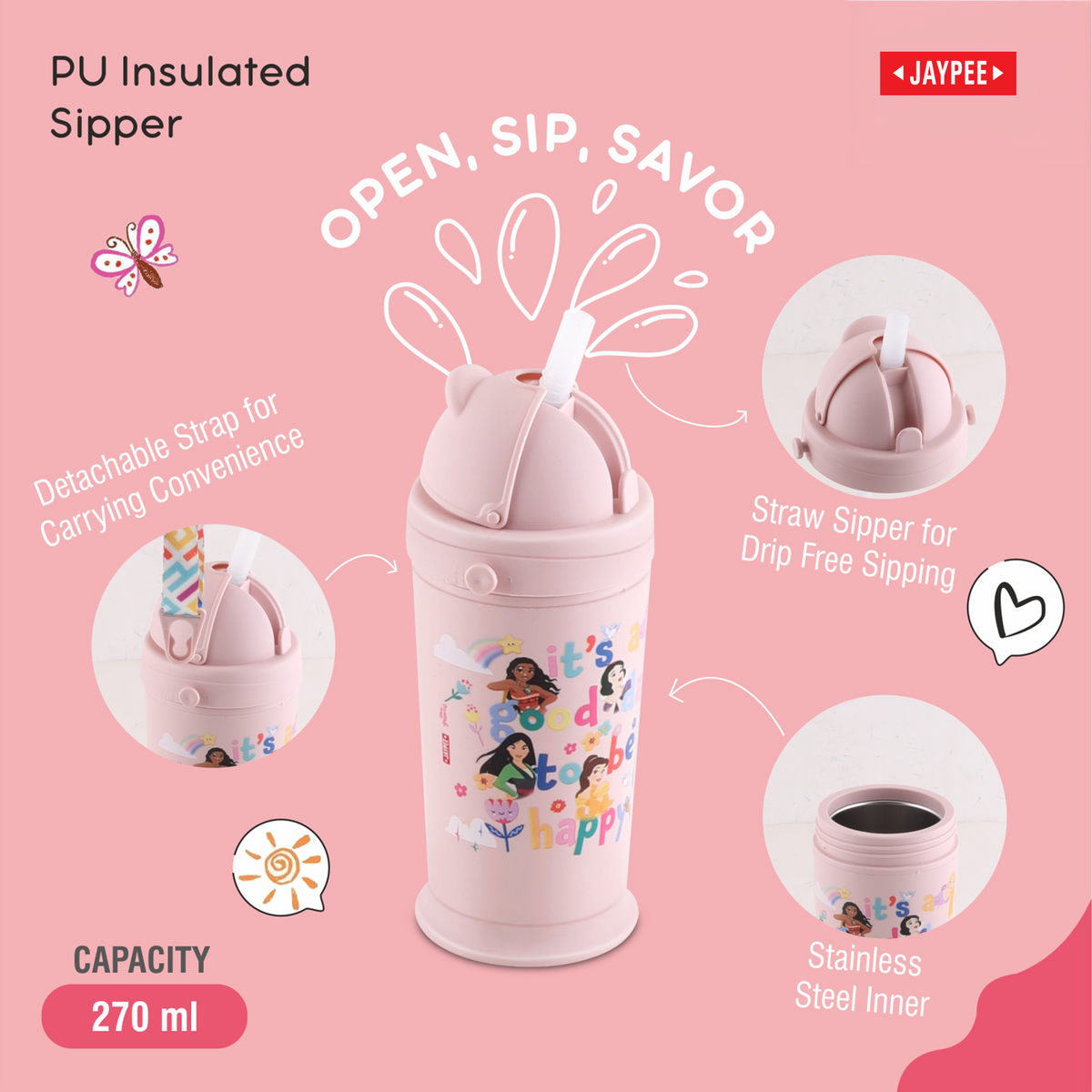 Jaypee First Step Combo Insulated Lunch Box 370ml & Sipper Water Bottle 275ml