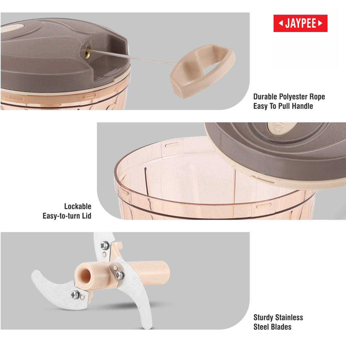 Jaypee Magicord Mini Vegetable Chopper For Kitchen With Stainless Steel Blades, 470ml