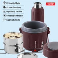 Jaypee Etosip Stainless Steel Electric Lunch Box With Pu Insulated Steel Bottle