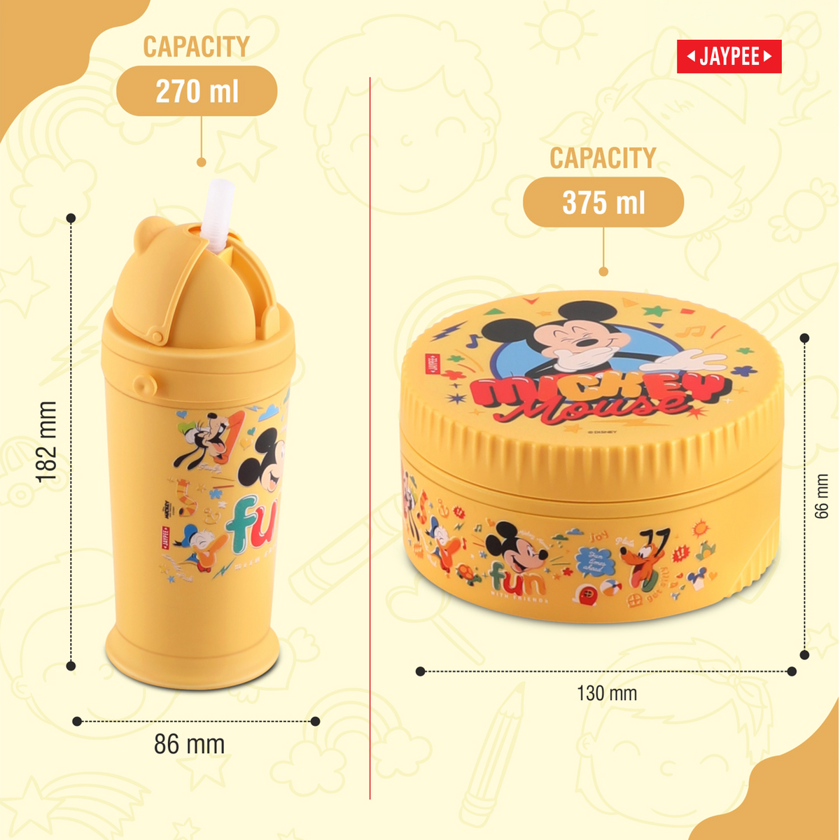 Jaypee First Step Combo Insulated Lunch Box 370ml & Sipper Water Bottle 275ml