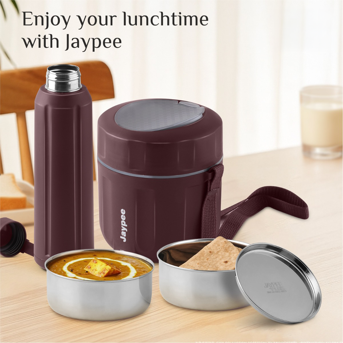 Jaypee Etosip Stainless Steel Electric Lunch Box With Pu Insulated Steel Bottle