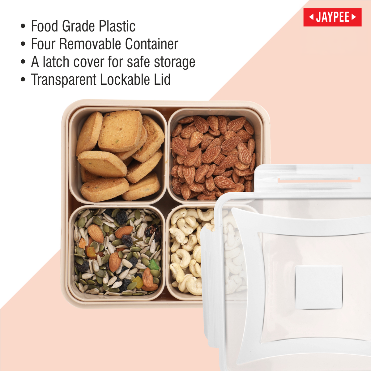 Jaypee Nutrix Munchies Server 4 Airtight Container Set