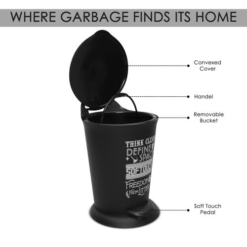 Jaypee Bits Bin Pedal Dustbin With Lid For Home, Kitchen & Office, 4 Ltr Black