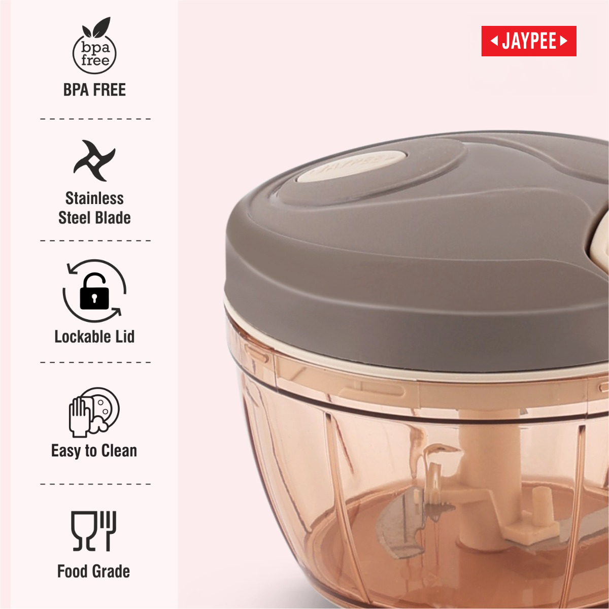 Jaypee Magicord Mini Vegetable Chopper For Kitchen With Stainless Steel Blades, 470ml