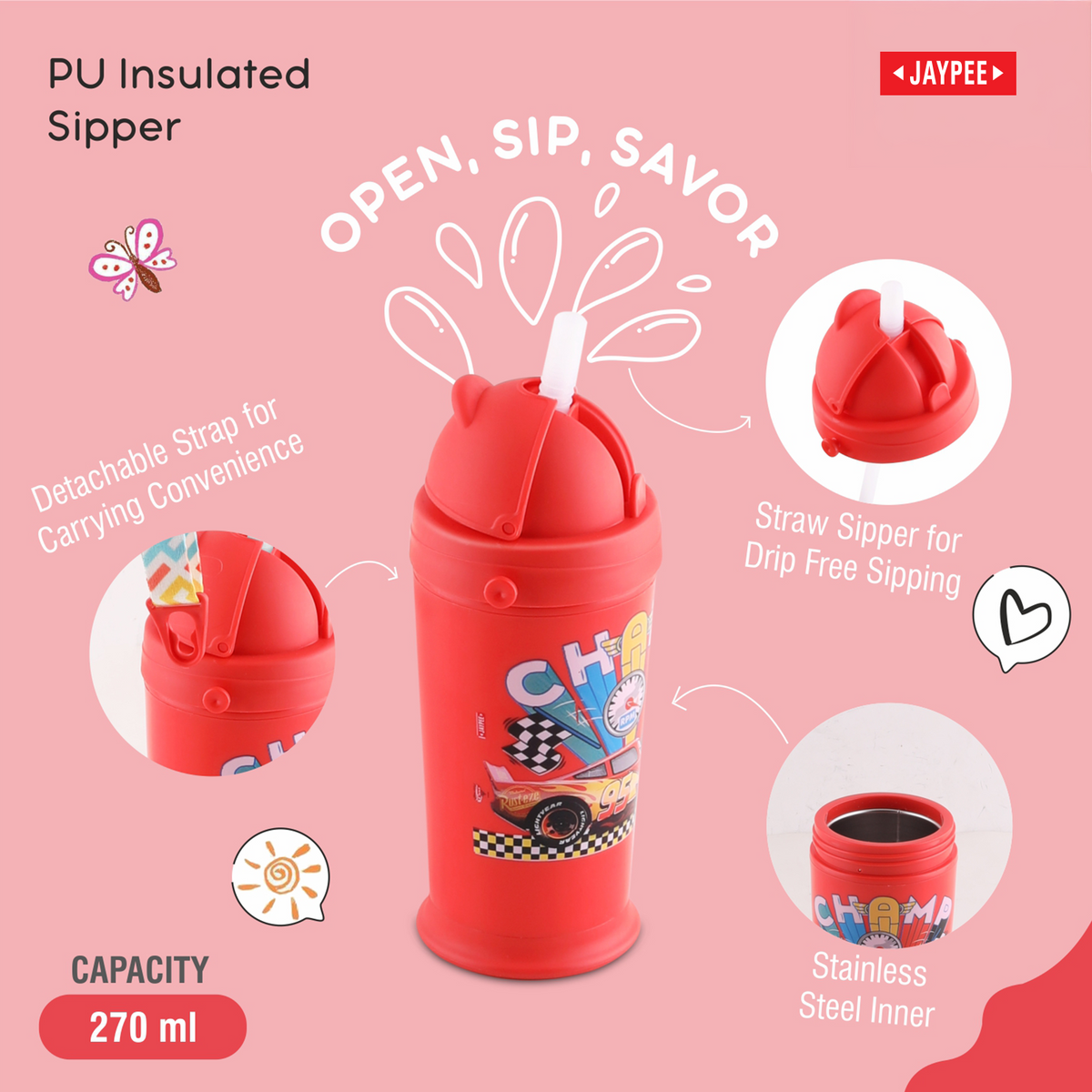 Jaypee First Step Combo Insulated Lunch Box 370ml & Sipper Water Bottle 275ml