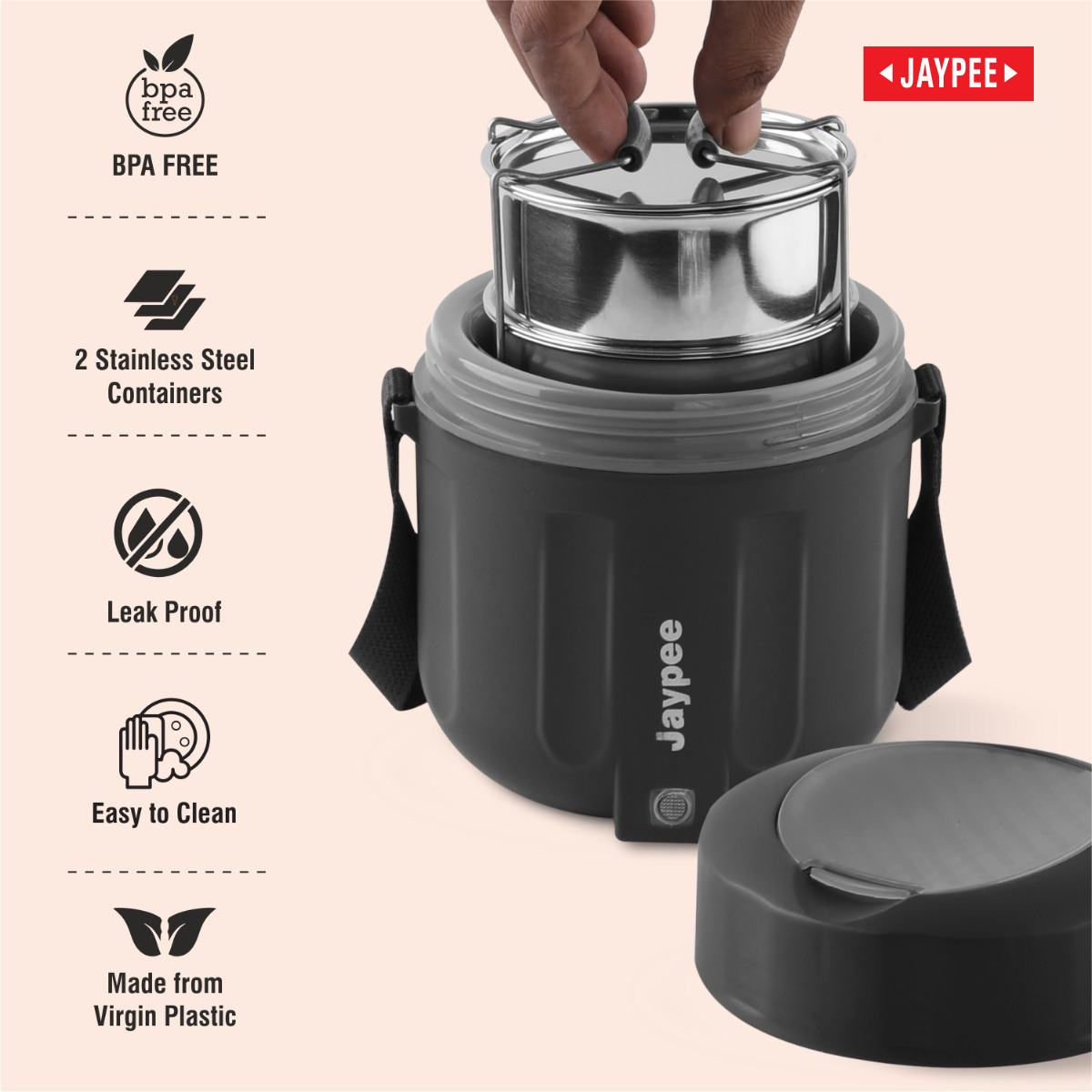 Jaypee Etosip Stainless Steel Electric Lunch Box With Pu Insulated Steel Bottle