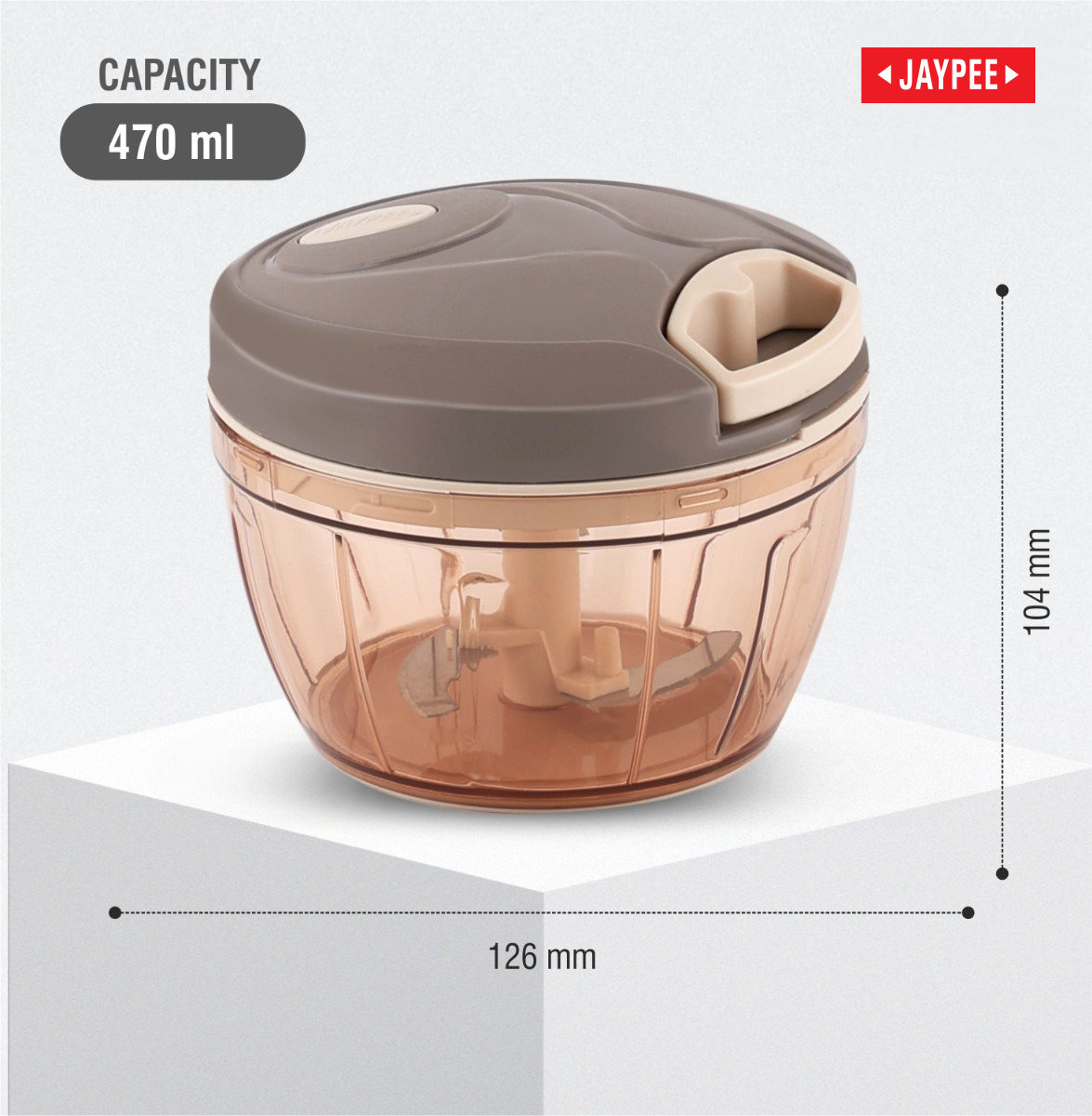 Jaypee Magicord Mini Vegetable Chopper For Kitchen With Stainless Steel Blades, 470ml