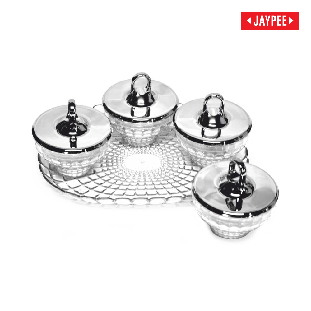 Jaypee Glassglow Set Of 5 (4 Jars With Tray)