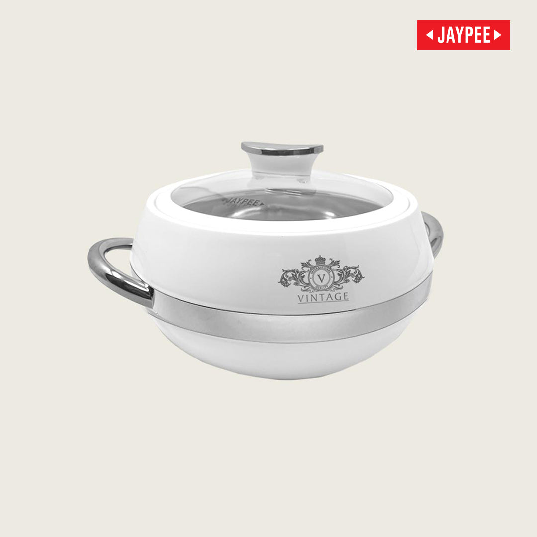 Jaypee Vintage Insulated Casserole 1500ml - White (silver trim)